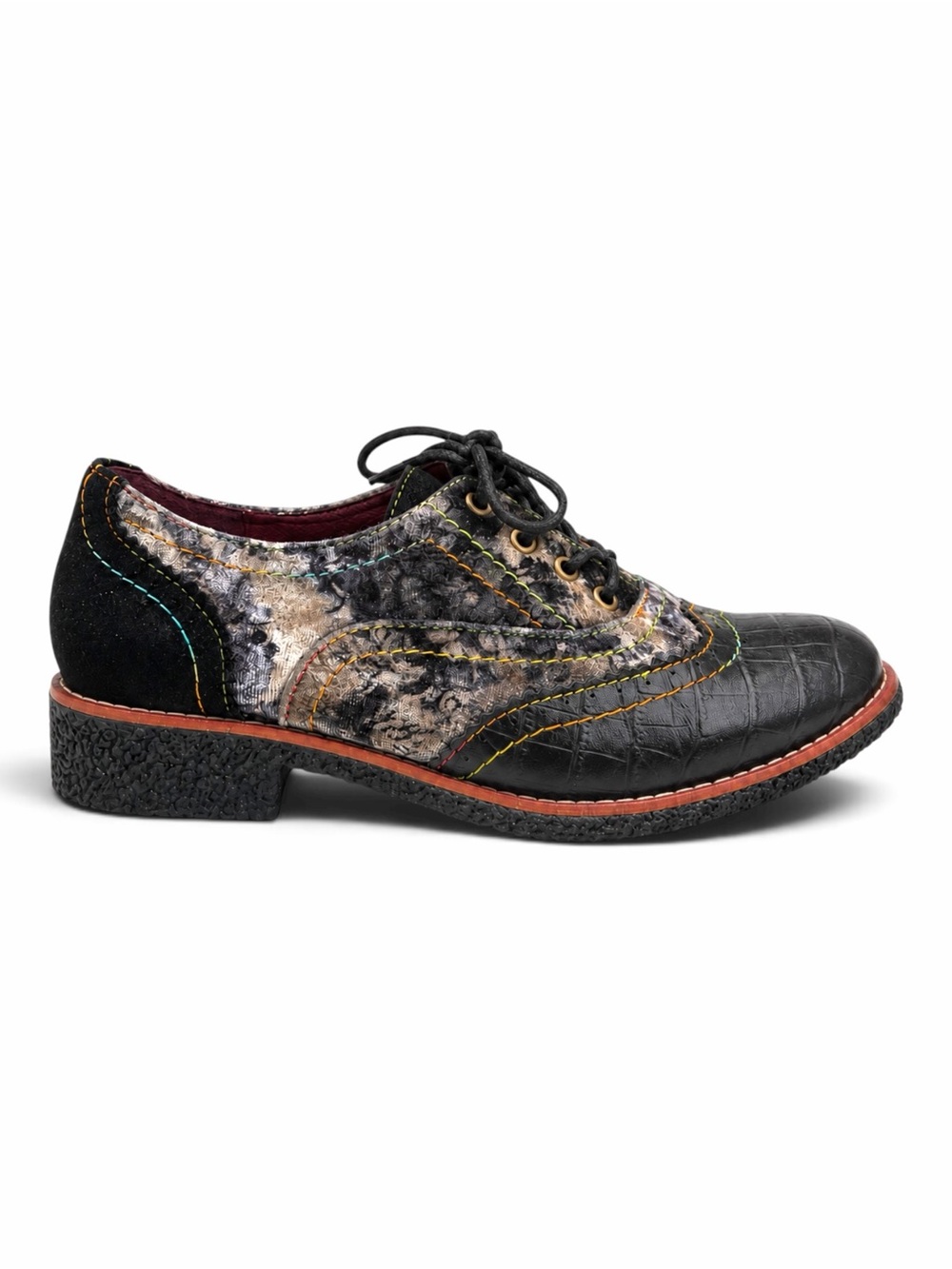 L’Artiste - Spring Step Leather Oxford Shoes Floral Rainbow Stitch – Sz. 37